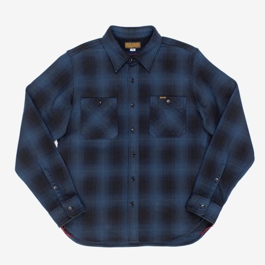 Ultra Heavy Flannel Ombré Check Work Shirt - Navy/Black