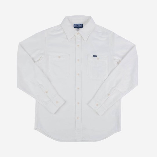 Iron Heart 285-PIN - Short Sleeved Work Shirt - 5.5oz Selvedge Pinstripe Chambray Indigo XXL